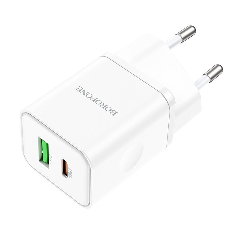Įkroviklis Borofone BN7 Type-C 20W/USB-A 18W PD20W+QC3.0 baltas