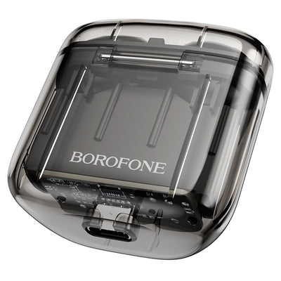 Belaidės ausinės Borofone BW23 Crystal Bean Transparent Edition TWS juodos