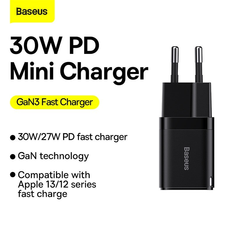 Įkroviklis Baseus GaN3 1C 30W juodas CCGN010101