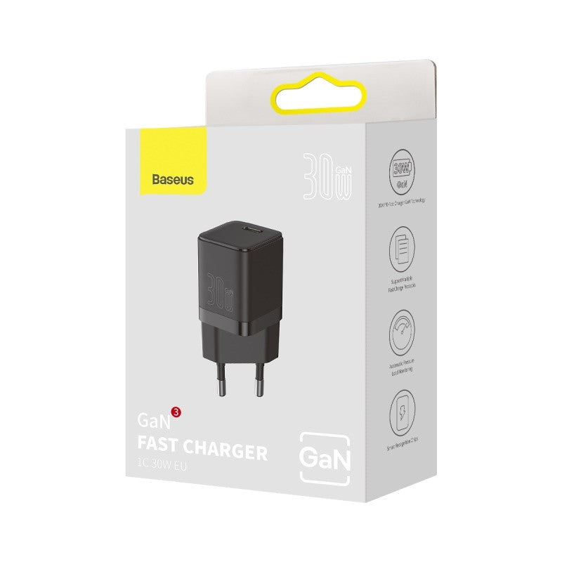 Įkroviklis Baseus GaN3 1C 30W juodas CCGN010101