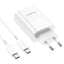Įkroviklis Borofone BN10 Type-C 65W/USB-A 22.5W + Type-C baltas