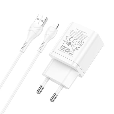 Įkroviklis Hoco N25 2xUSB-A (2.1A) + Lightning baltas