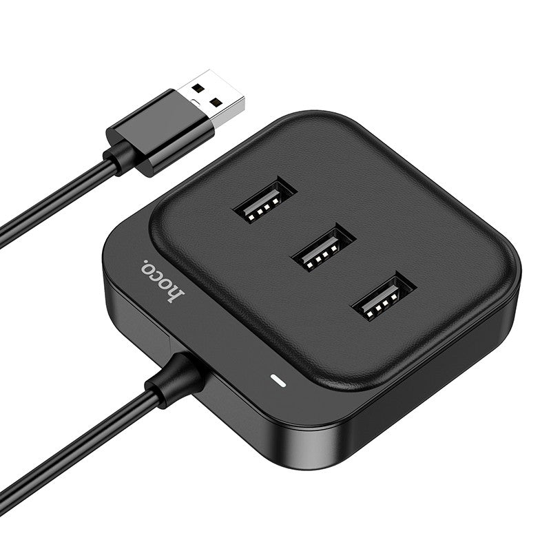 USB šakotuvas Hoco HB31 Easy 4-in-1 converter USB to 4xUSB2.0 1.2m juodas