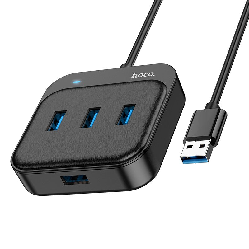USB šakotuvas Hoco HB31 Easy 4-in-1 converter USB to 4xUSB3.0 0.2m juodas