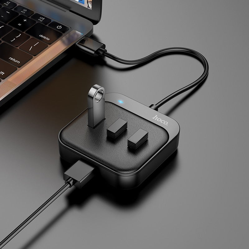 USB šakotuvas Hoco HB31 Easy 4-in-1 converter USB to 4xUSB3.0 0.2m juodas