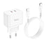Įkroviklis Hoco N29 PD35W su dviem Type-C jungtimis + Lightning baltas