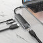 Adapteris Hoco HB23 Easy View Type-C to HDMI+USB3.0+USB2.0+RJ45+PD pilkas