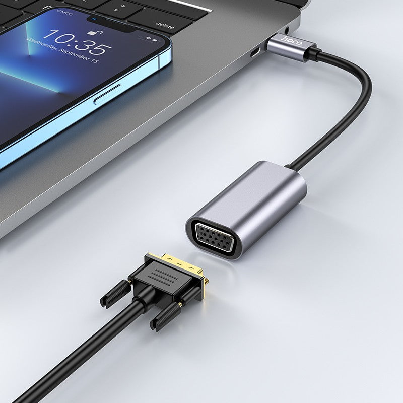 Adapteris Hoco UA21 Type-C to VGA pilkas