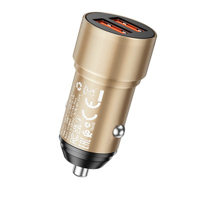 Automobilinis įkroviklis Borofone BZ19 Wisdom Dual Port auksinis