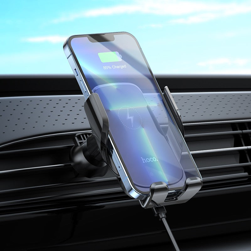 Automobilinis laikiklis-įkroviklis Hoco CA202 15W juodas