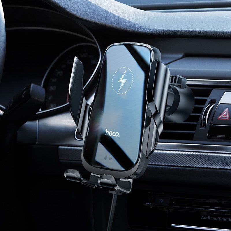 Automobilinis laikiklis-įkroviklis Hoco CA202 15W juodas