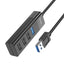 USB šakotuvas Hoco HB25 Easy mix 4-in-1 converter USB-A to 1xUSB3.0+3xUSB2.0 juodas