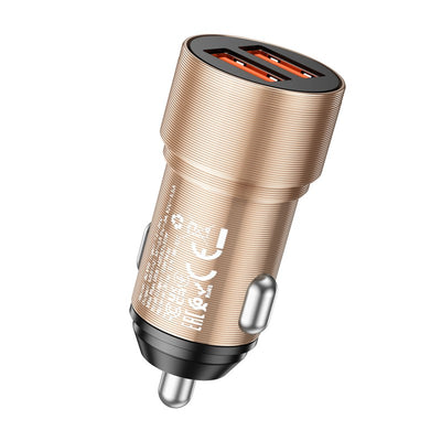 Automobilinis įkroviklis Borofone BZ19B 2xUSB-A QC3.0 36W auksinis