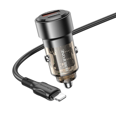 Automobilinis įkroviklis Borofone BZ20 PD20W+QC3.0 38W + Lightning juodas