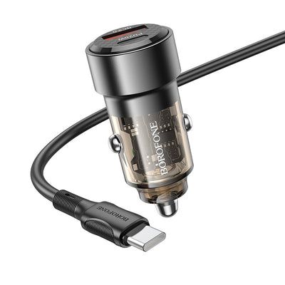 Automobilinis įkroviklis Borofone BZ20 PD20W+QC3.0 38W + Type-C juodas