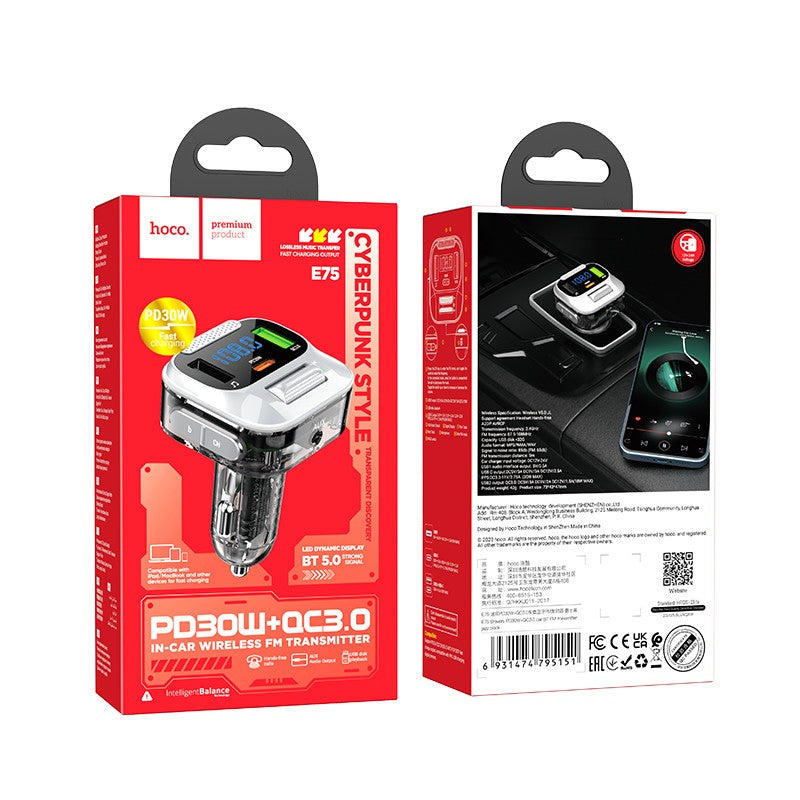 FM bangų moduliatorius Hoco E75 PD30W+QC3.0 juodas