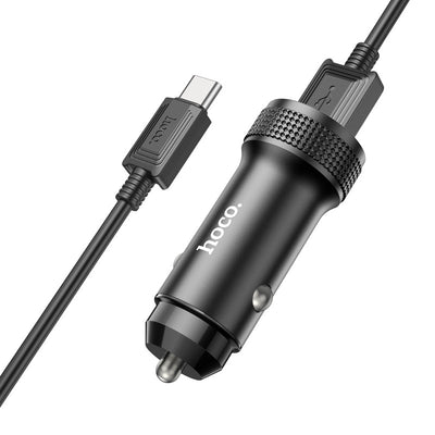 Automobilinis įkroviklis Hoco Z49 2xUSB-A + Type-C juodas
