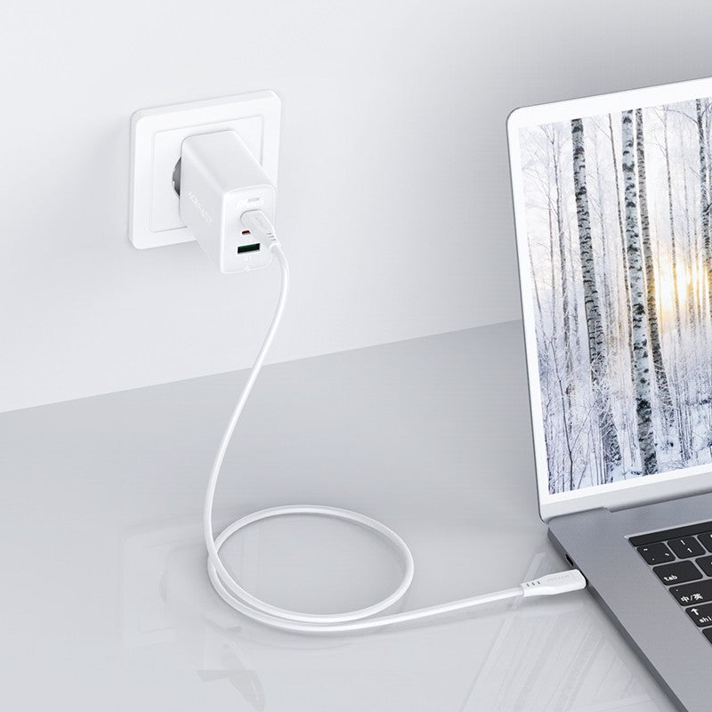 Įkroviklis Acefast A13 PD65W 2xType-C/USB-A baltas