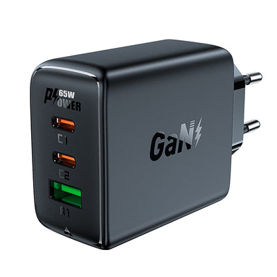 Įkroviklis Acefast A41 65W GaN 2xUSB-C/1xUSB-A juodas