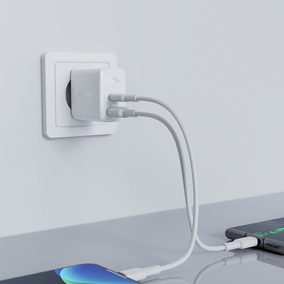 Įkroviklis Acefast A5 PD32W Type-C/USB-A baltas