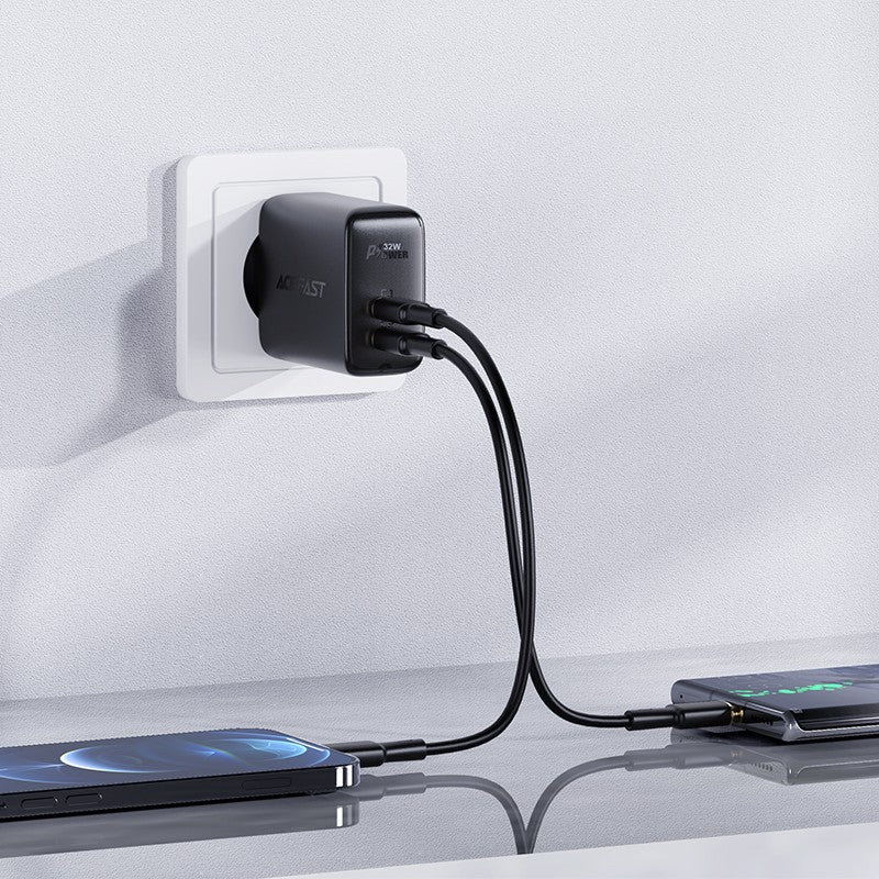 Įkroviklis Acefast A5 PD32W Type-C/USB-A juodas