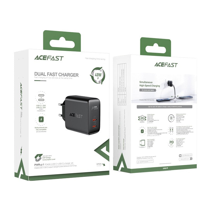 Įkroviklis Acefast A9 PD40W 2xType-C juodas