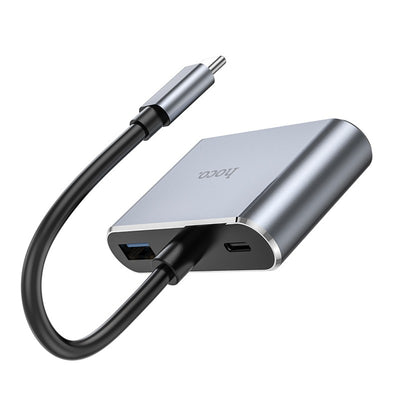 Adapteris Hoco HB30 Type-C to HDMI+VGA+USB-A3.0+Type-C pilkas