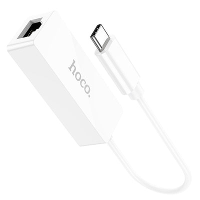 Adapteris Hoco UA22 Type-C to RJ45 100 Mbps baltas