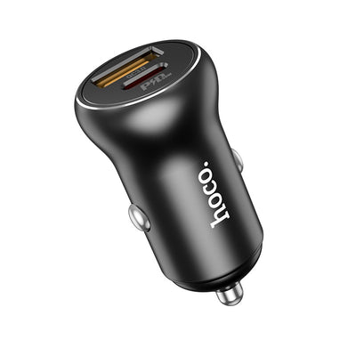 Automobilinis įkroviklis Hoco NZ5 PD30W+QC3.0 Type-C/USB-A juodas
