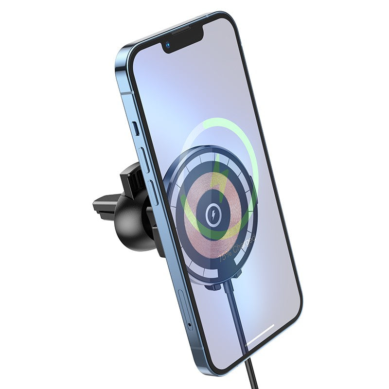 Automobilinis laikiklis-įkroviklis Hoco CW42 Magsafe 15W juodas