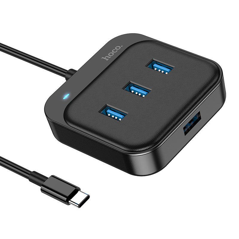 USB šakotuvas Hoco HB31 Easy 4-in-1 converter Type-C to 4xUSB3.0 0.2m juodas