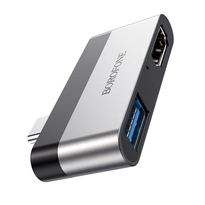 Adapteris Borofone DH2 Type-C to HDMI + USB3.0 pilkas