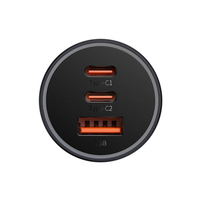 Automobilinis įkroviklis Baseus Golden Contactor Pro 65W 2xType-C/USB-A pilkas CGJP010013