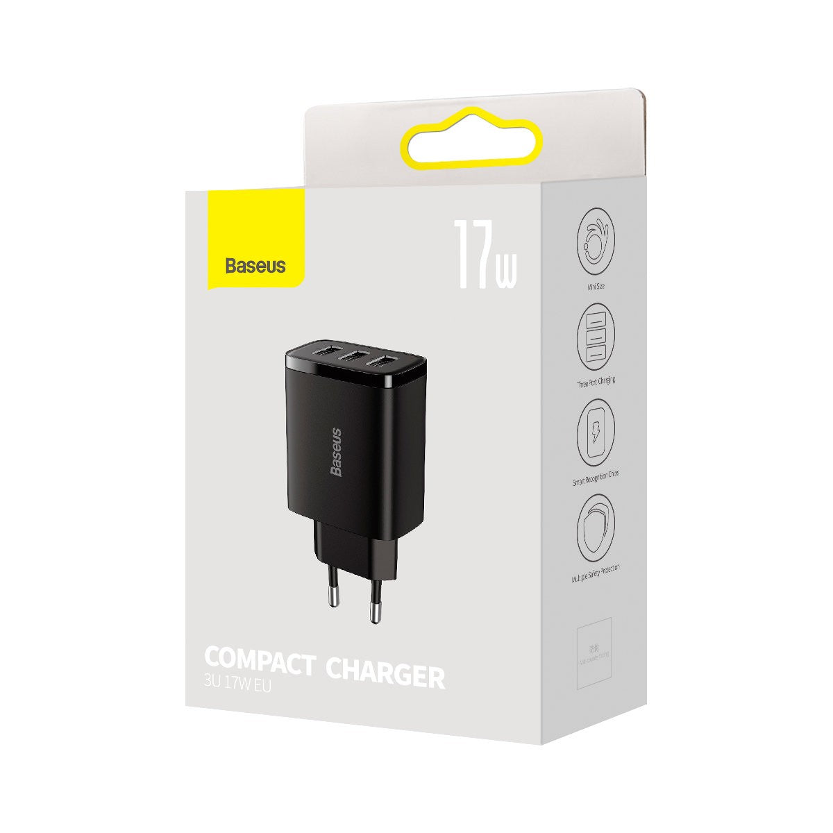 Įkroviklis Baseus Compact Charger 3U 17W 3xUSB juodas CCXJ020101