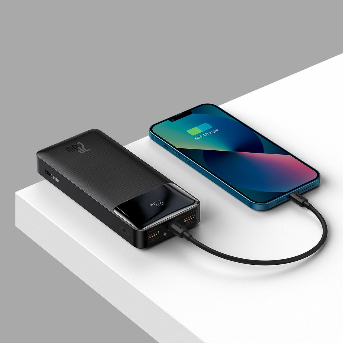 Išorinė baterija Power Bank Baseus Bipow 20W 20000mAh + MicroUSB 0.25m juoda PPBD050501