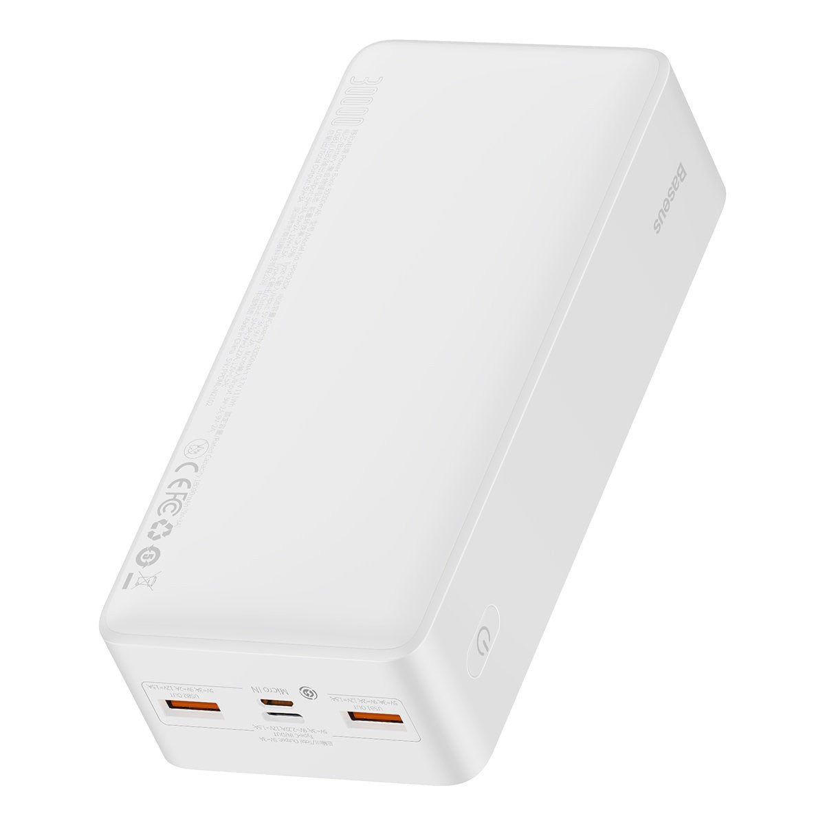 Išorinė baterija Power Bank Baseus Bipow 20W 30000mAh + MicroUSB 0.25m balta PPBD050402