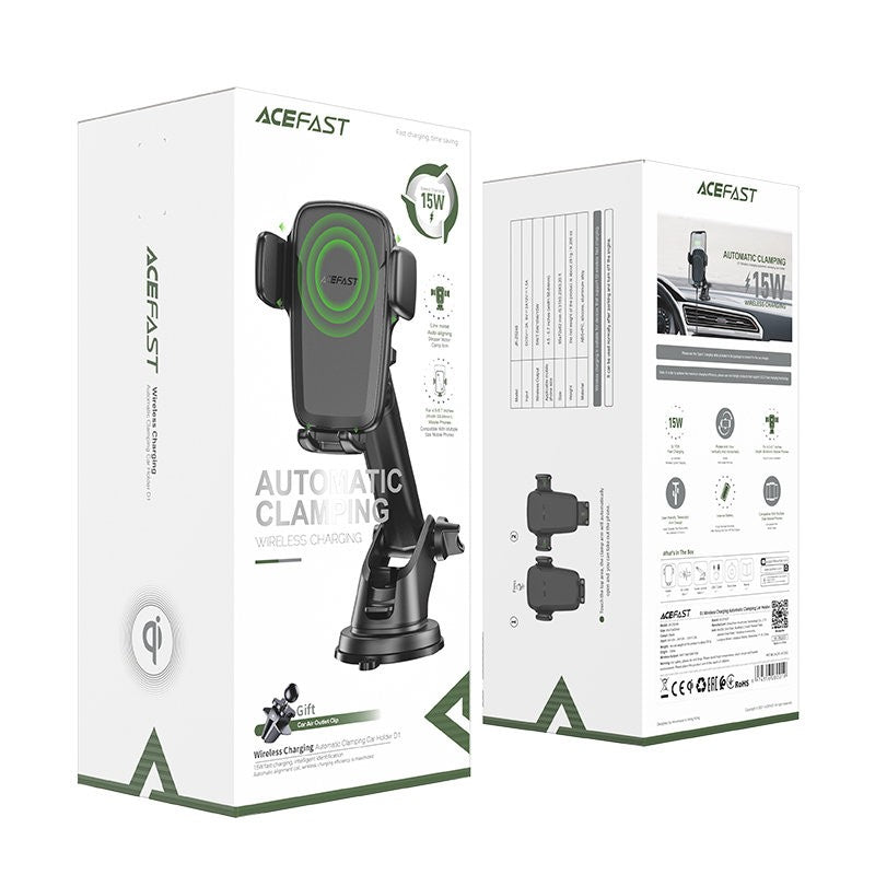 Įkroviklis-laikiklis automobilinis Acefast D1 15W juodas