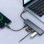 Adapteris Devia Leopard HUB 5 In 1 iš Type-C į USB 3*3 į microSD į Type-C pilkas