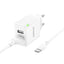 Įkroviklis Borofone BN15 2xUSB-A + USB-A to USB-C cable 1.0m baltas