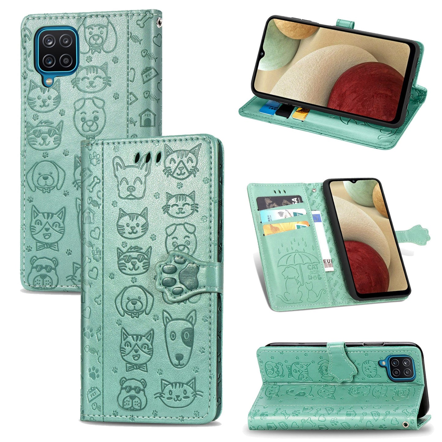 Dėklas Cat-Dog Samsung A556 A55 5G žalias