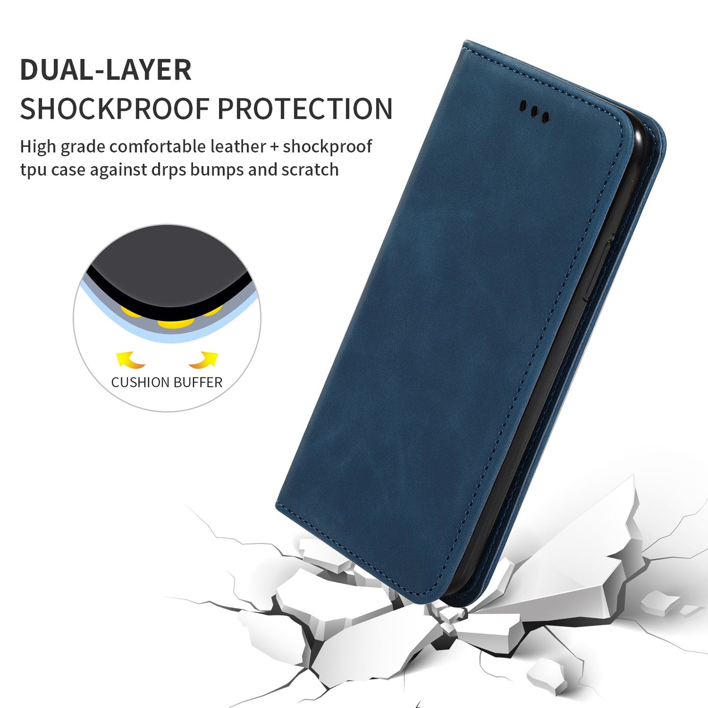 Dėklas Business Style Xiaomi Redmi Note 12 5G/Poco X5 5G tamsiai mėlynas