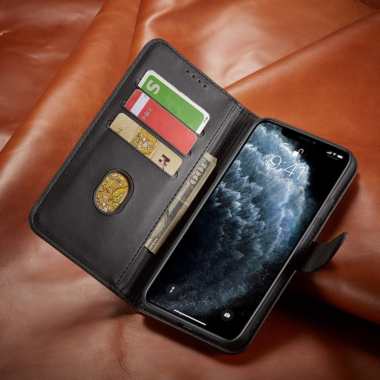 Dėklas Wallet Case Apple iPhone 11 juodas