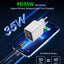 Įkroviklis Choetech PD6052 USB-C/USB-A PD35W GaN baltas
