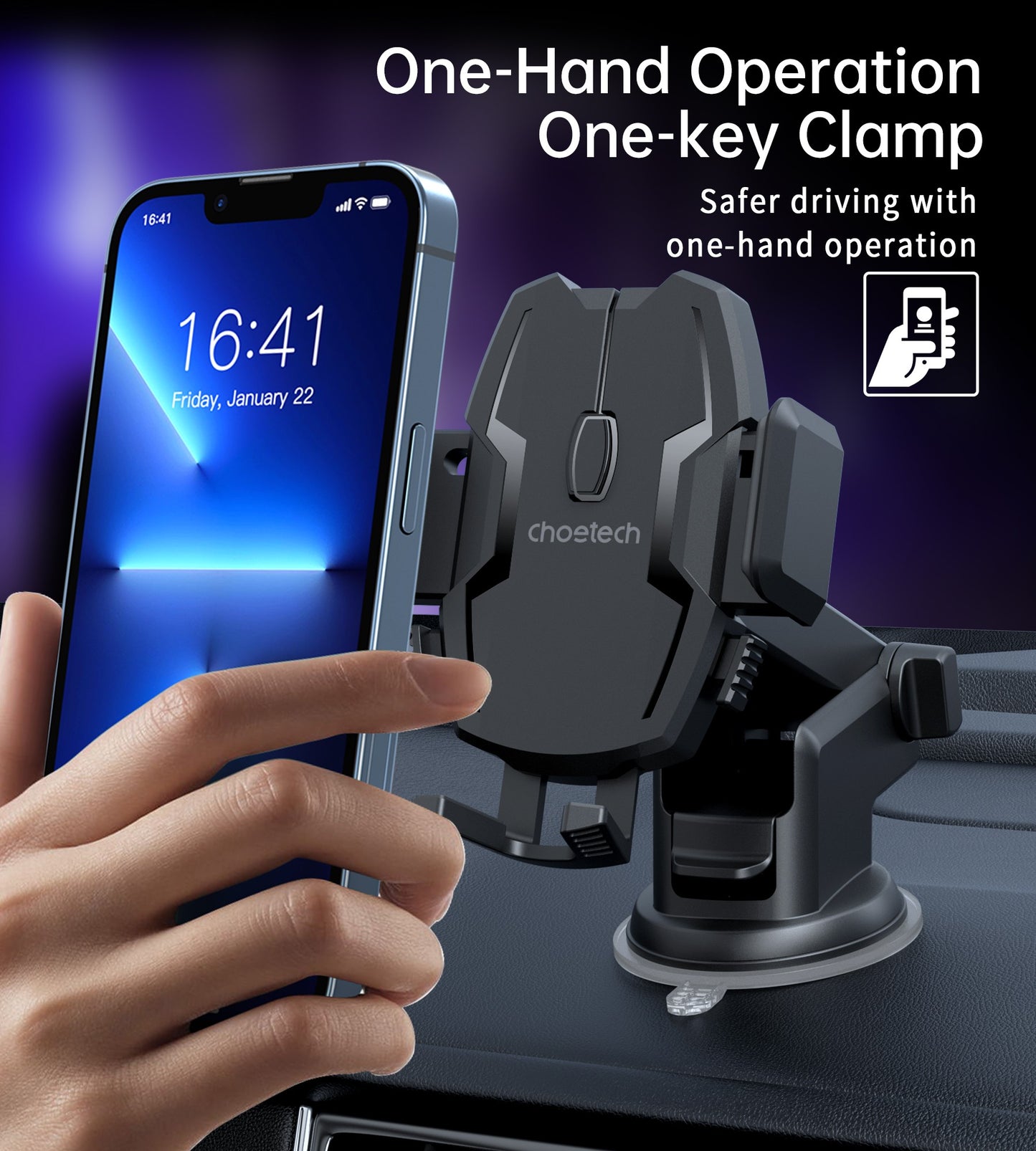 Automobilinis telefono laikiklis Choetech H043 juodas