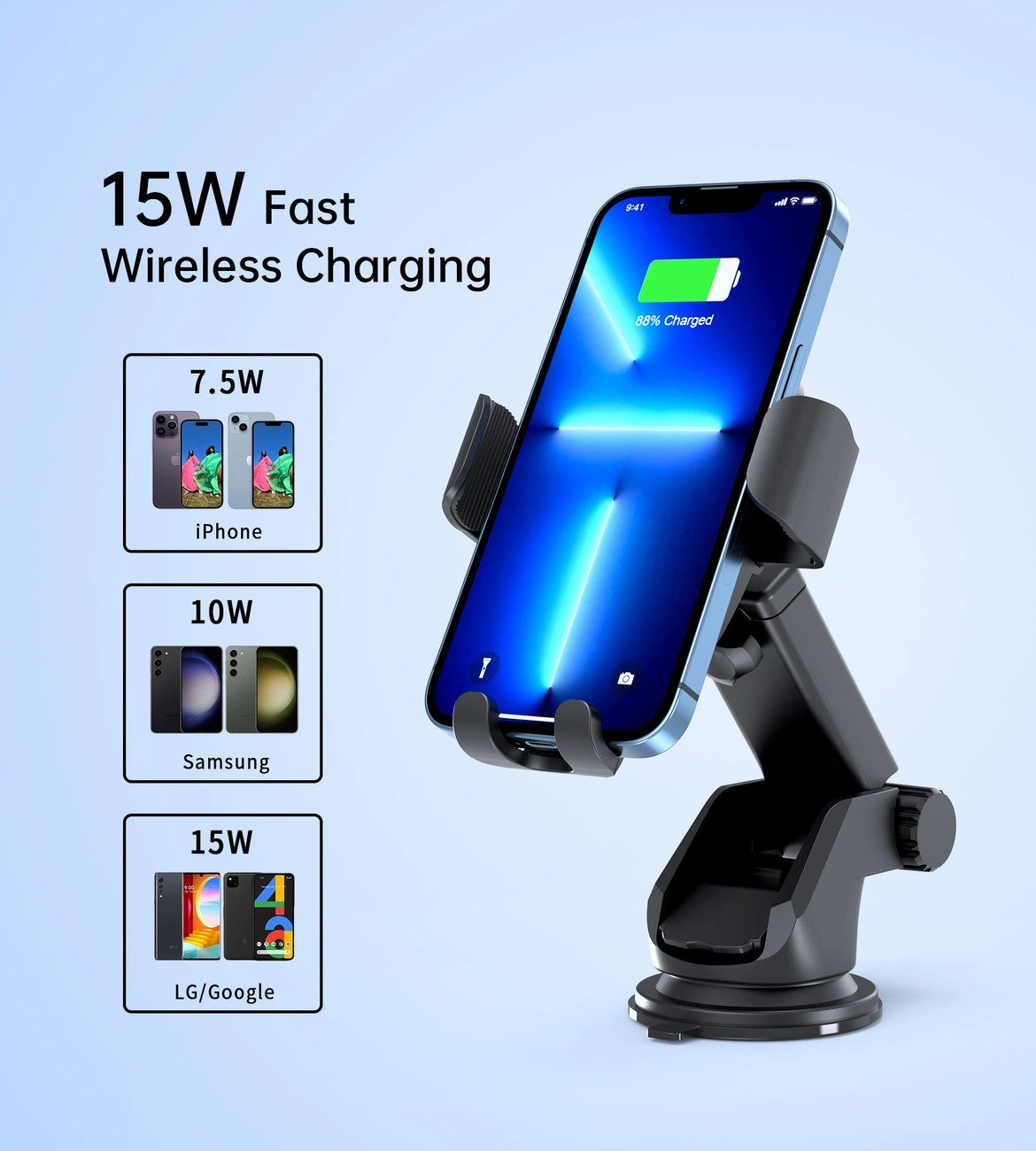 Automobilinis laikiklis-įkroviklis Choetech T203-F 15W Gravity Car Charger Holder juodas