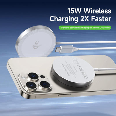 Įkroviklis belaidis DUZZONA W18 Qi2 Magnetic Wireless Charger 15W baltas