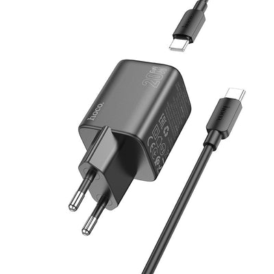 Įkroviklis Hoco N41 USB-A/USB-C PD20W+QC3.0 + USB-C to USB-C cable 1.0m juodas