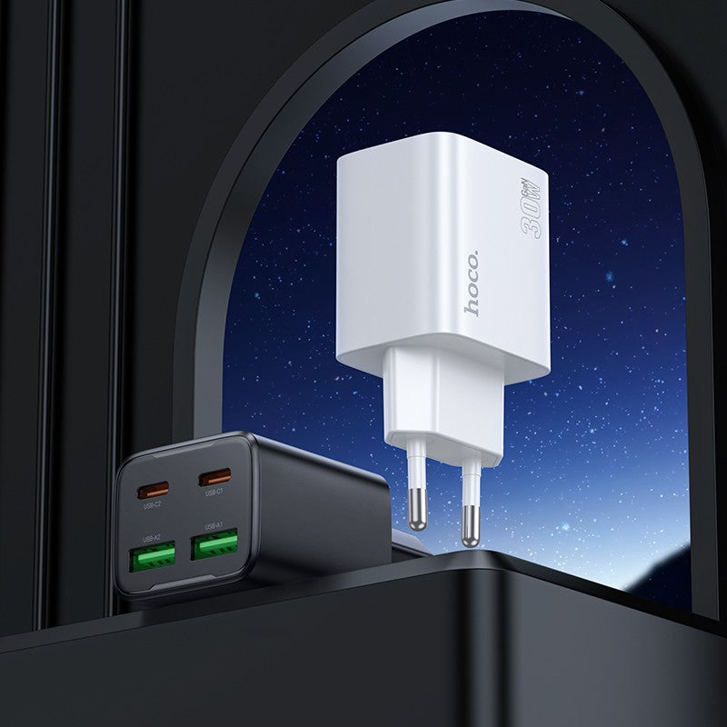 Įkroviklis Hoco N56 2xUSB-C/2xUSB-A PD30W baltas