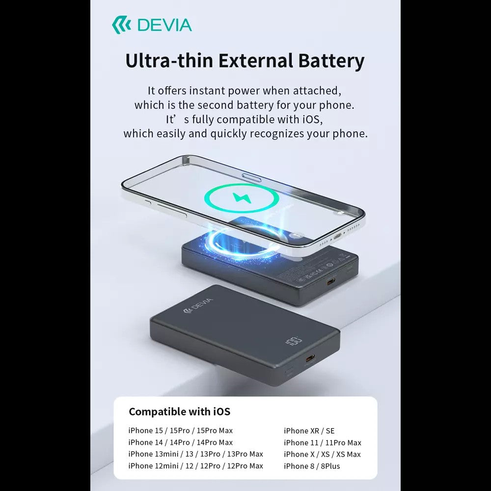 Išorinė baterija Power Bank Devia Extreme Speed 20W MagSafe 10000mAh juoda