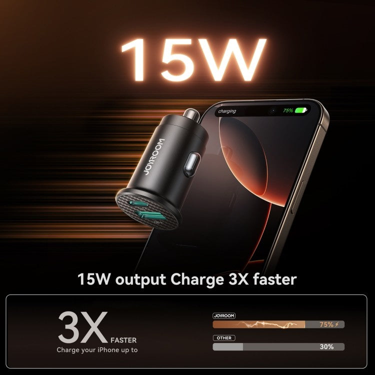 Automobilinis įkroviklis Joyroom JR-CCN16 USB-A/USB-C 15W juodas